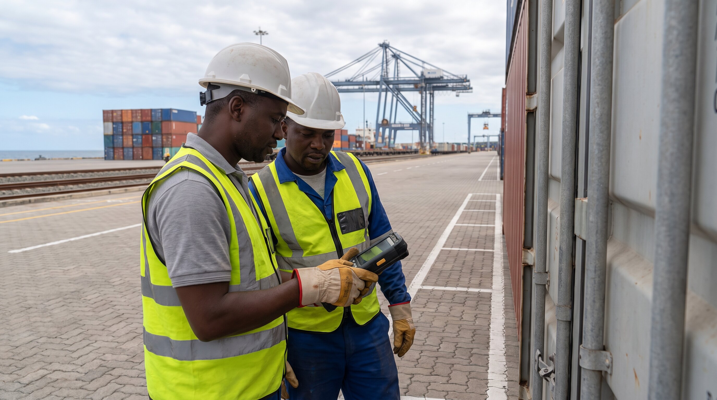Cargo inspection at an East African freight terminal