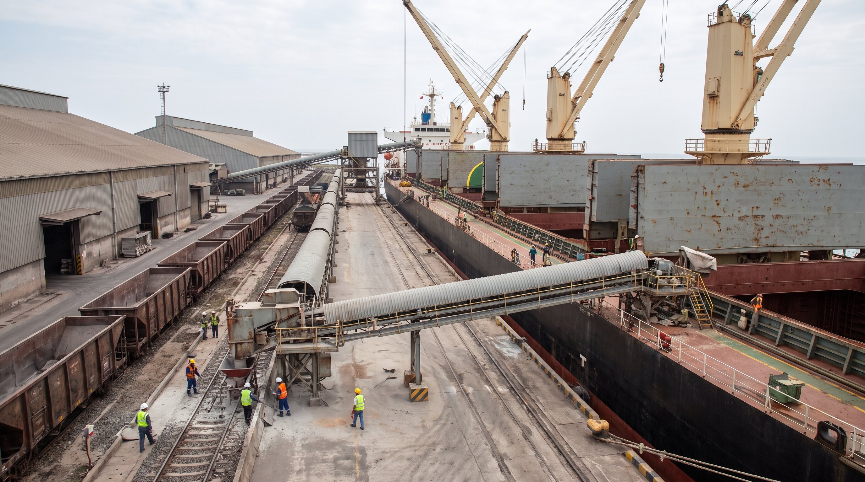 Rail-linked dry-bulk terminal at a Pacific port